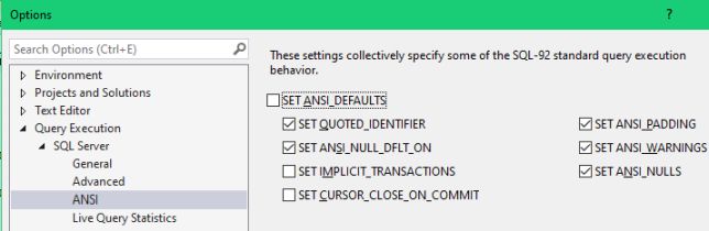 ANSI Query Execution Options